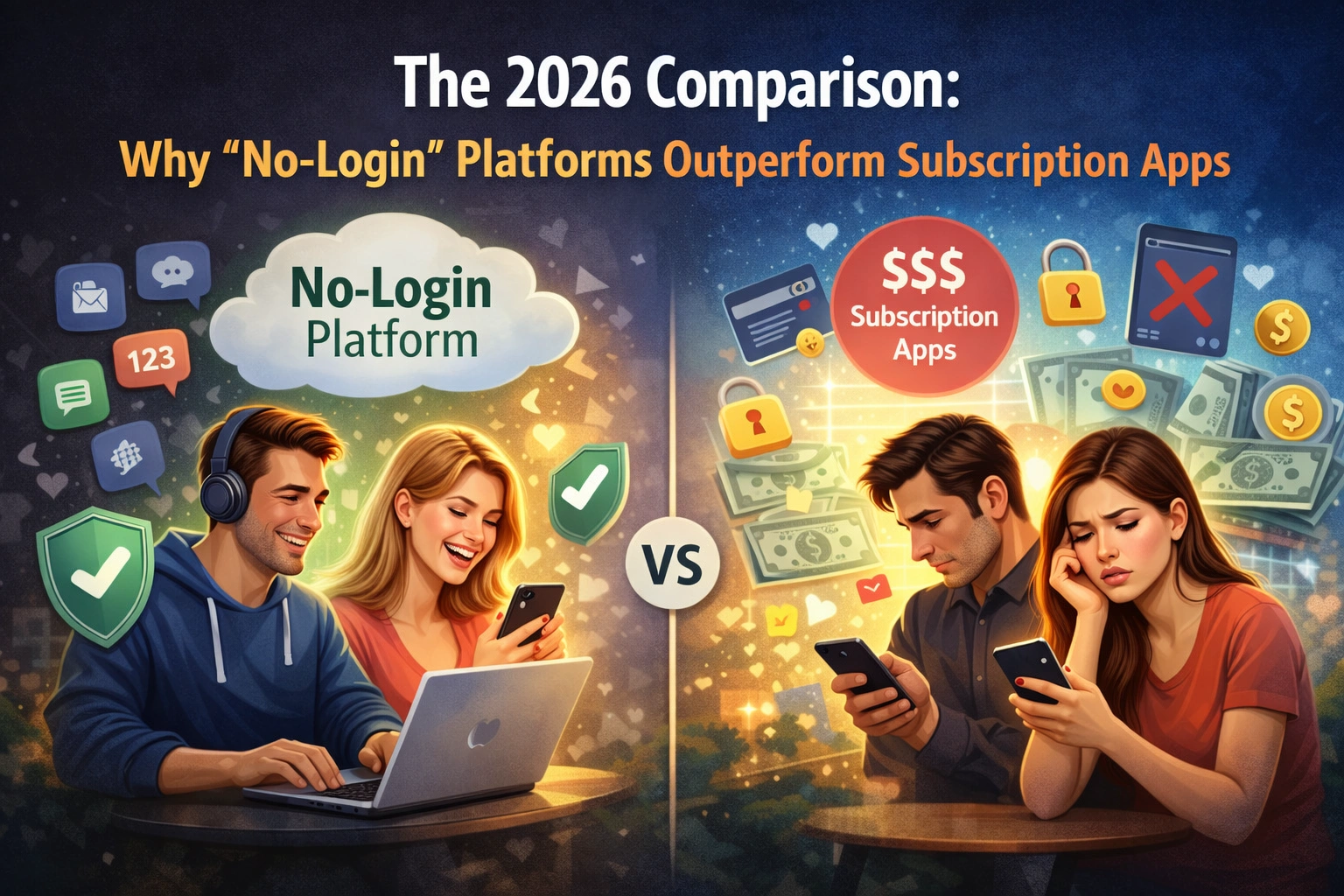 No-login platforms vs subscription apps
